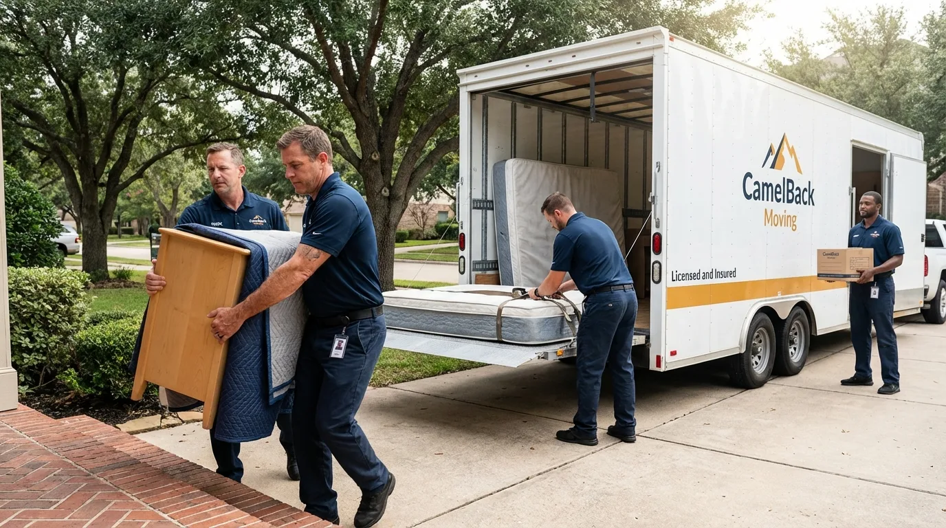 Crew loading residential truck for cross-state move from Trussville, AL
