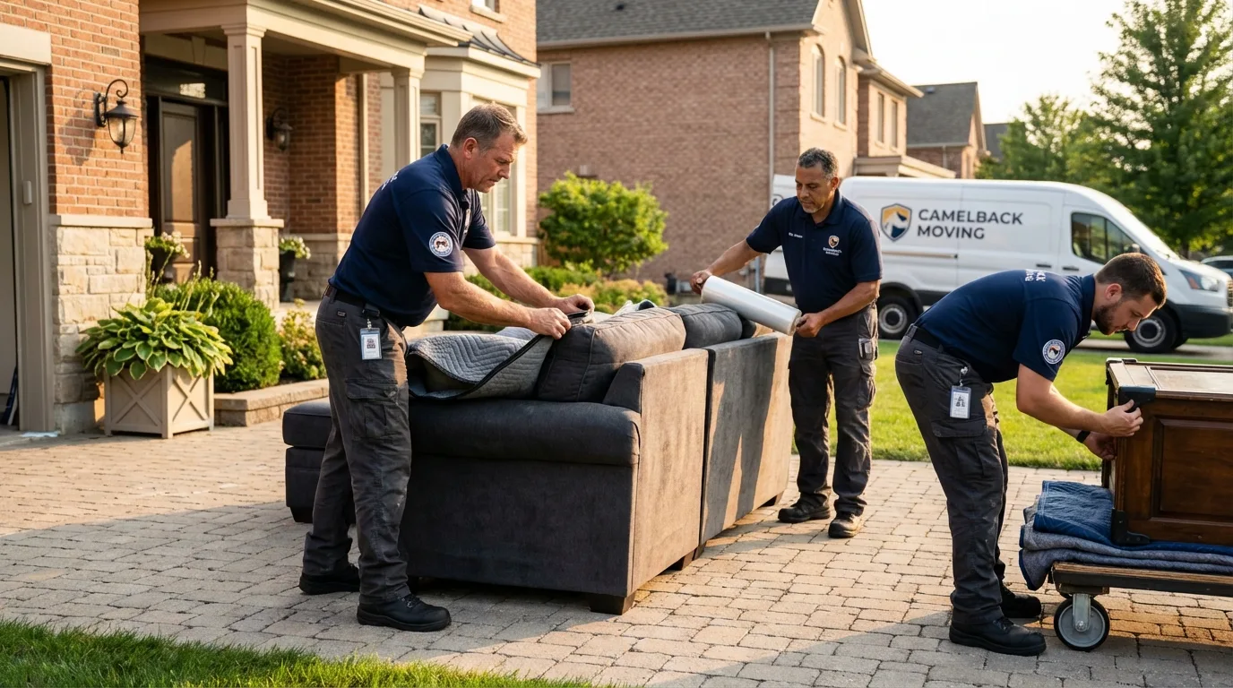 Large estate moving crew wrapping furniture in Trussville, AL
