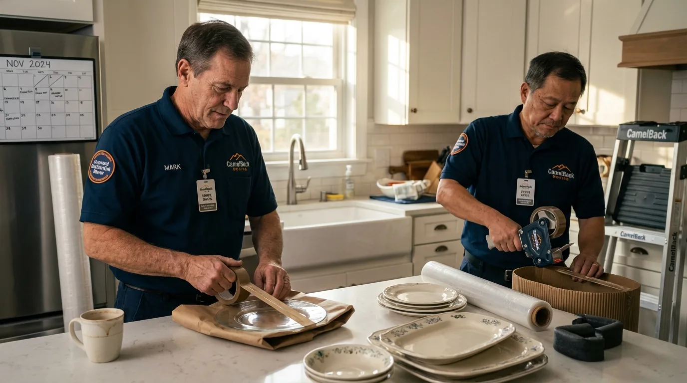 Professional crew packing kitchen dishware in Trussville, AL